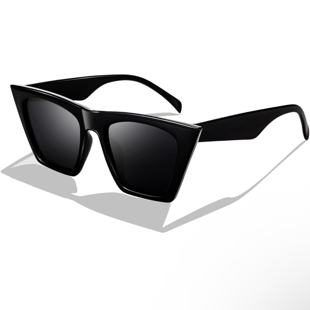 Black Vintage Square Cat Eye Sunglasses Women Trendy Cateye Sunglasses